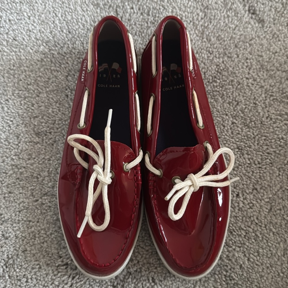 Cole Haan Women's Patent Leather Loafer Shoes, Red - Size 7 - Picture 2 of 8